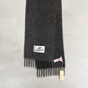 Marni: Embroidered Logo Alpaca Felted Wool Classic Gray Scarf FW26